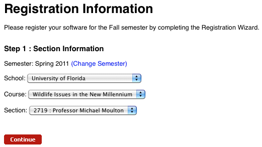 Select Registration Information